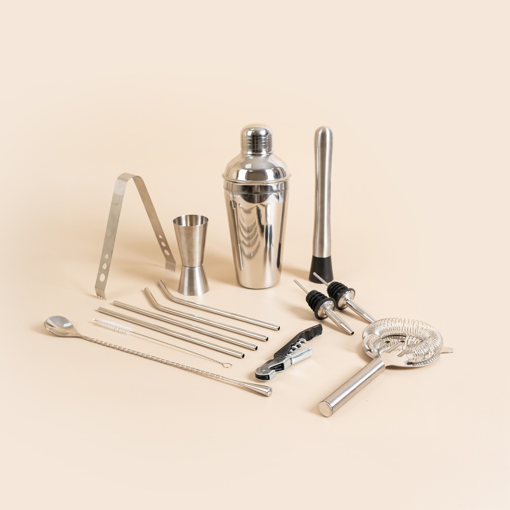 Picfest 14-Piece Stainless Steel Bar Tool Set – Complete Cocktail Shaker Kit for Home Bar