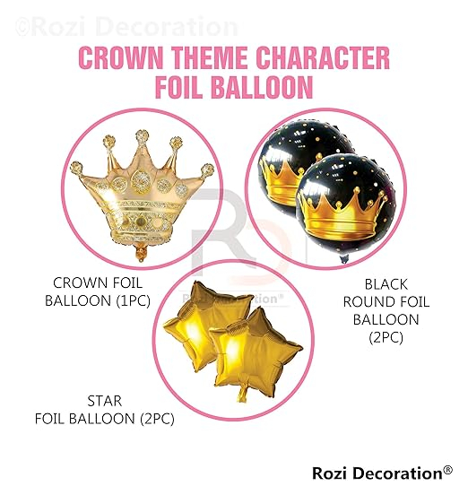 Picfest Crown Foil Balloon Pack of 5