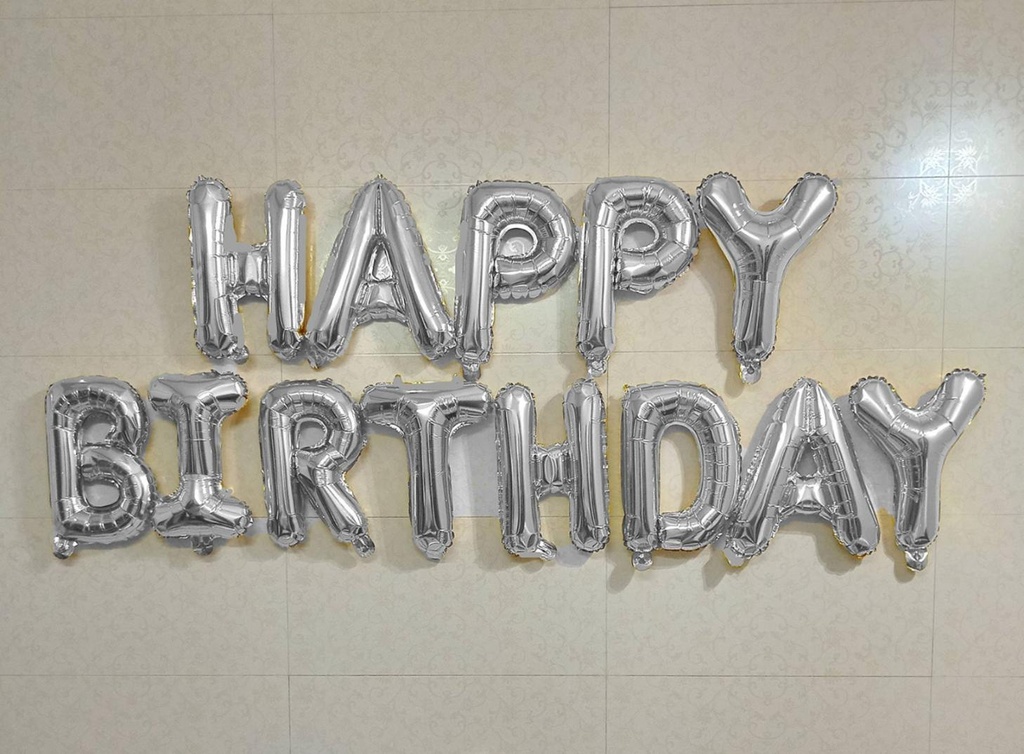 Picfest Happy Birthday Silver Foil Balloons