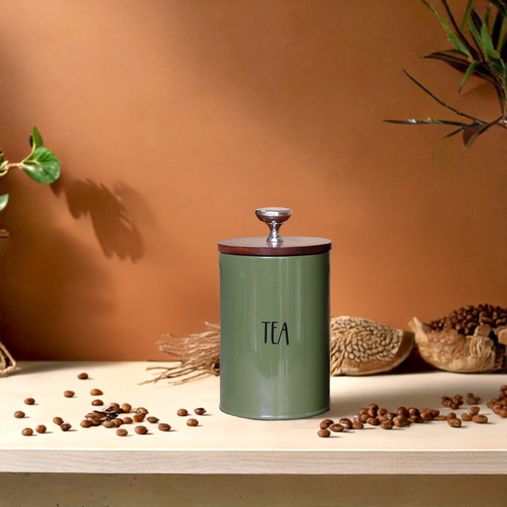 Picfest Green Tin Tea Jar set of 1