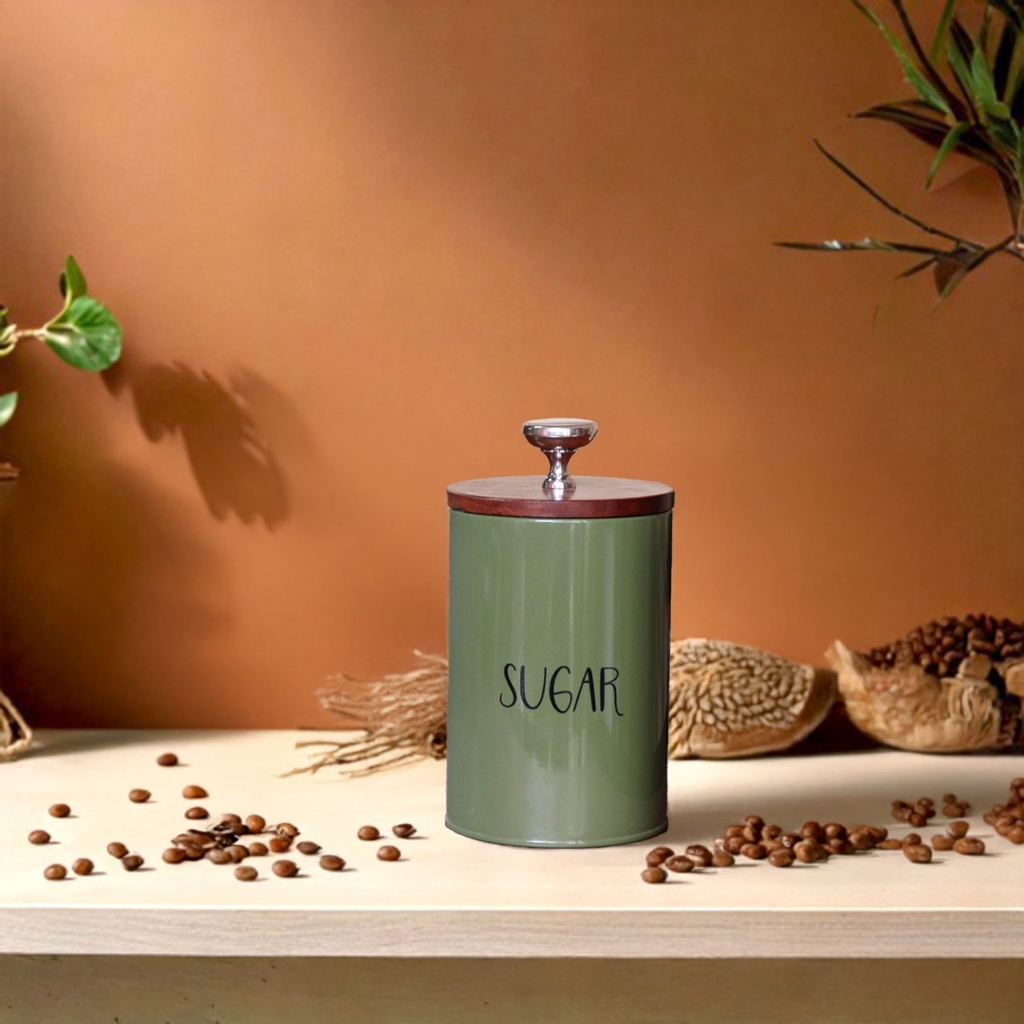 Picfest Green Tin Sugar Jar