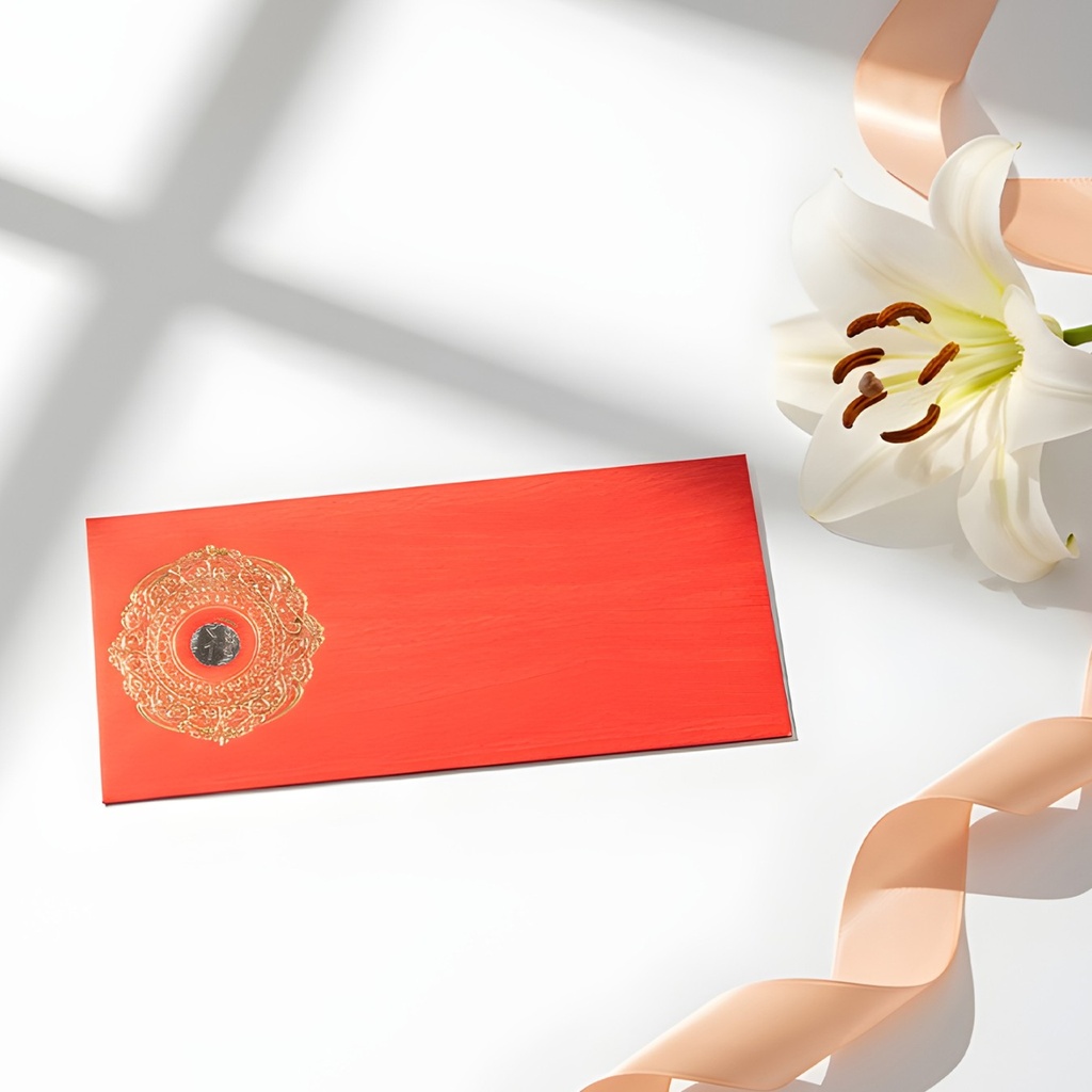 Picfest Shagun Envelope with Coin for Weddings, Festivals, Special Occasions - Sunglow (Pack of 10)