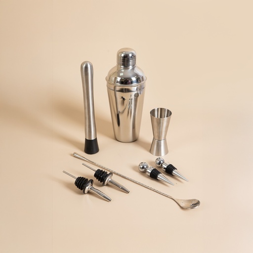 Picfest 8- Piece Stainless Steel Bar Tool Set - "Premium Stainless Steel Cocktail Shaker Bartender Set – 8-Piece Bar Tool Ki