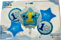Picfest 1st Birthday Boy Foil Balloon Pack of 5