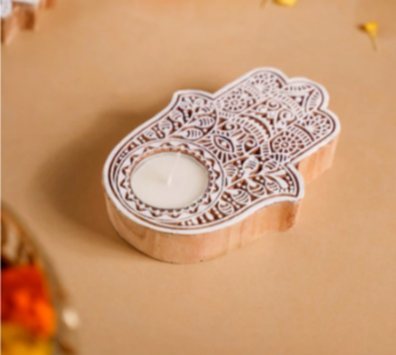 Diacraft Mandala Wooden Hand Tea Light Holder