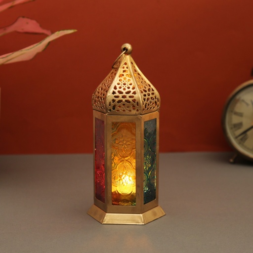 DIACRAFT MOROCCAN LANTERN WITH EMBOSSED GLASS