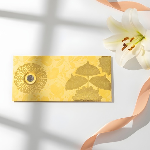 Picfest Shagun Envelope with Coin for Weddings, Festivals, Special Occasions - Yellow (Pack of 10)